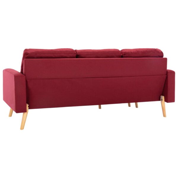 Sofá de 3 lugares com apoio de pés tecido vermelho tinto - Image 5