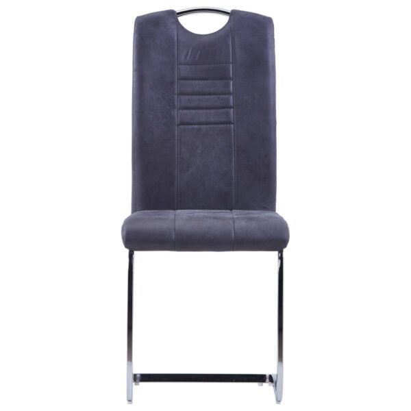 9 pcs conjunto de jantar camurça artificial cinzento - Image 7