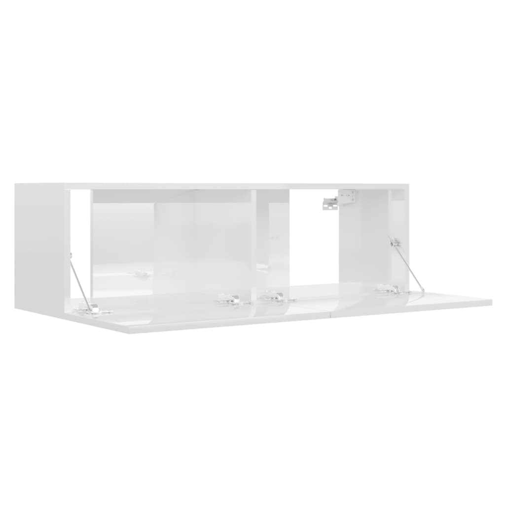 Móvel de TV 100x30x30 cm derivados de madeira branco brilhante - Image 4