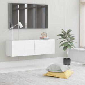 Móvel de TV 100x30x30 cm derivados de madeira branco brilhante