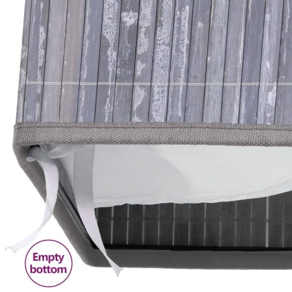 Cesto para roupa suja c/ 2 secções 100 L bambu cinzento - Image 8