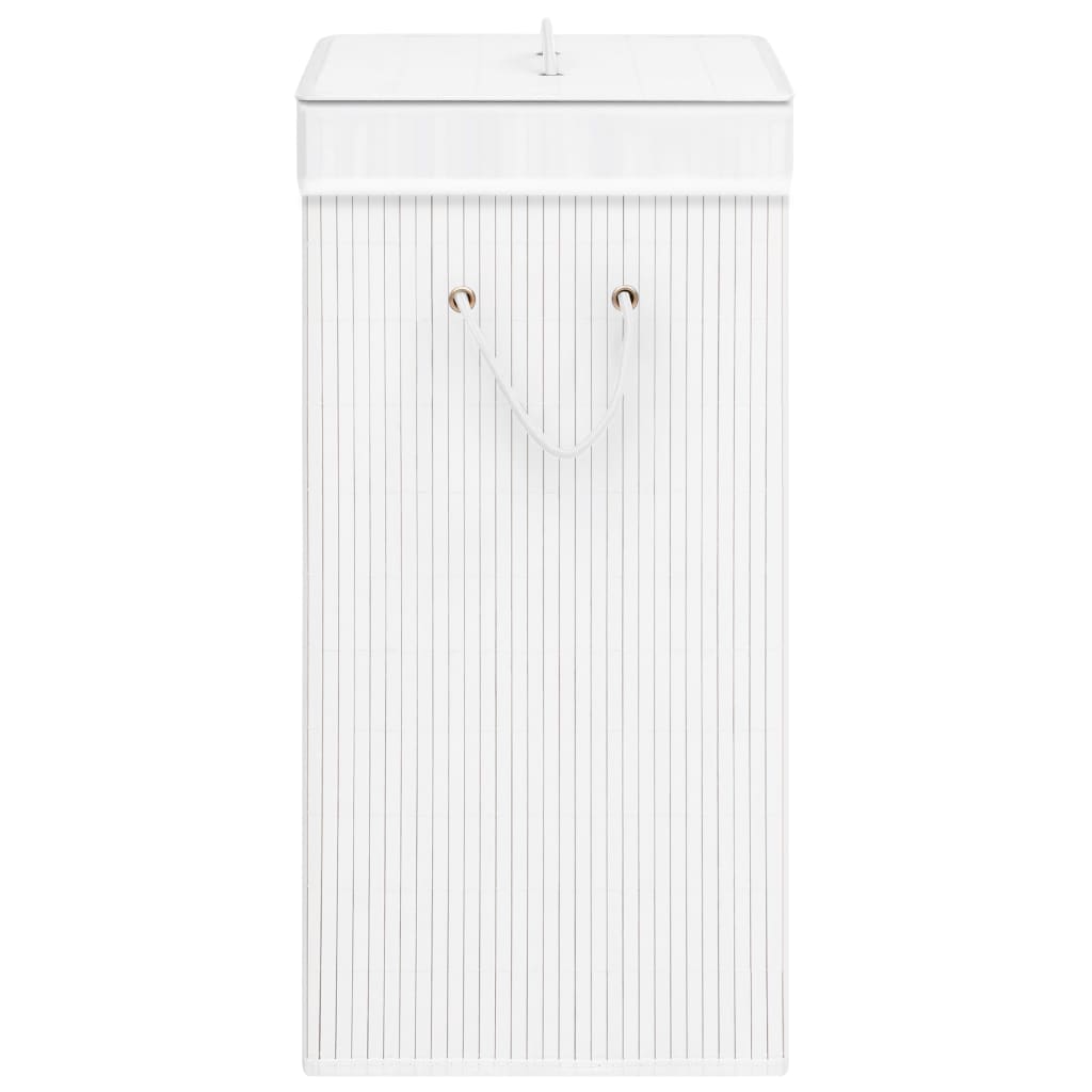 Cesto para roupa suja c/ 2 secções 72 L bambu branco - Image 5