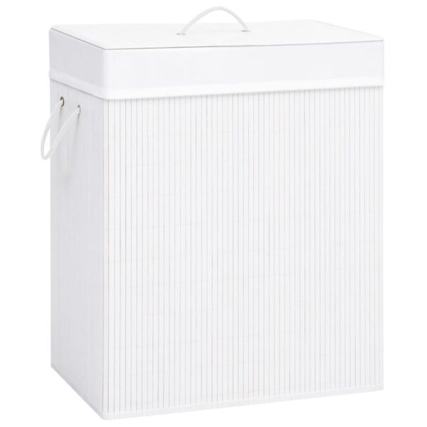 Cesto para roupa suja c/ secção única 83 L bambu branco