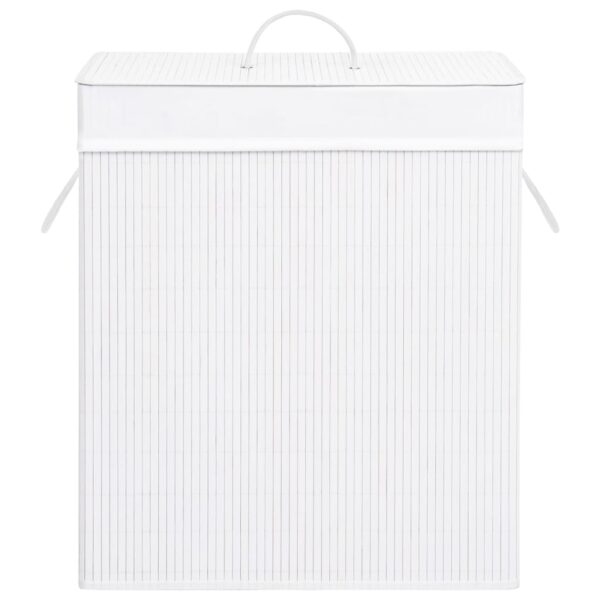 Cesto para roupa suja c/ secção única 83 L bambu branco - Image 4