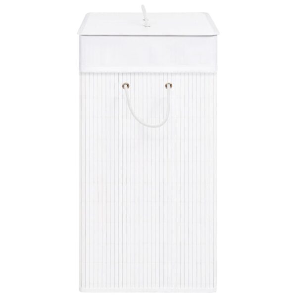 Cesto para roupa suja c/ secção única 83 L bambu branco - Image 5