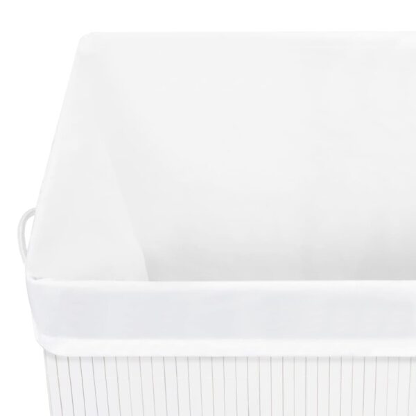 Cesto para roupa suja c/ secção única 83 L bambu branco - Image 6