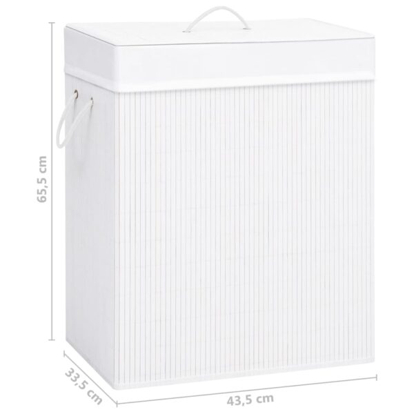 Cesto para roupa suja c/ secção única 83 L bambu branco - Image 9