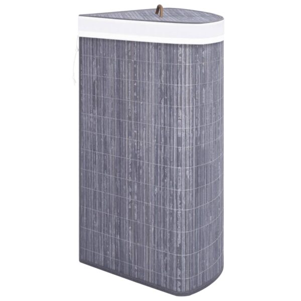 Cesto de canto para roupa suja 60 L bambu cinzento - Image 5