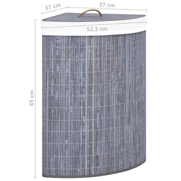 Cesto de canto para roupa suja 60 L bambu cinzento - Image 9