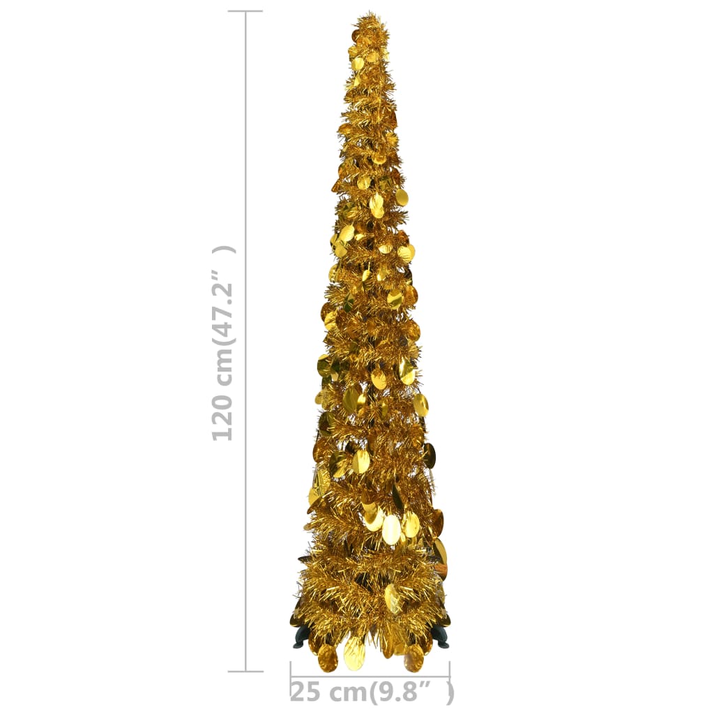 Árvore de Natal pop-up artificial 120 cm PET dourado - Image 5
