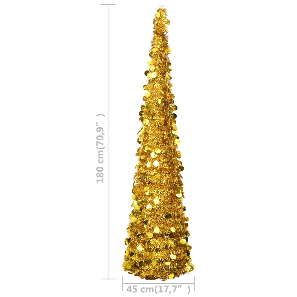 Árvore de Natal pop-up artificial 180 cm PET dourado - Image 5