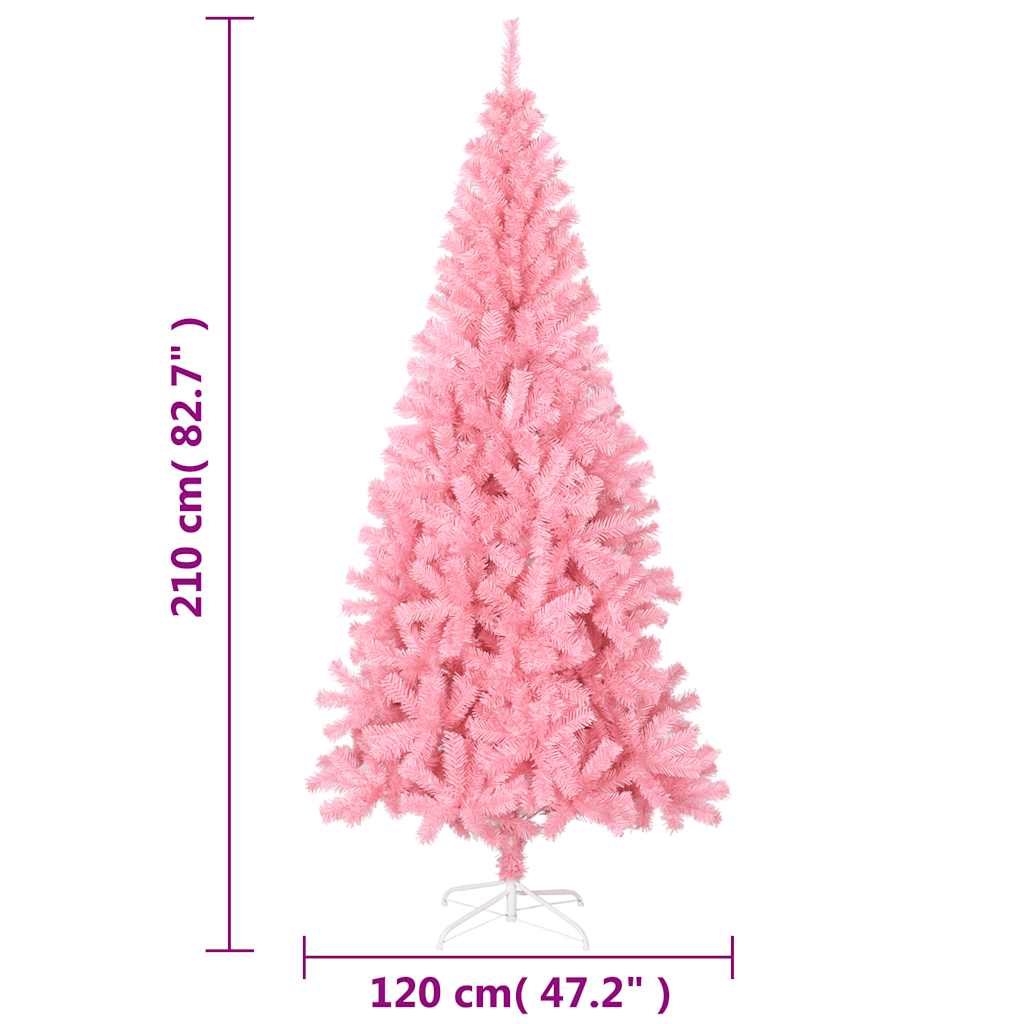 Árvore de Natal artificial com suporte 210 cm PVC rosa - Image 6