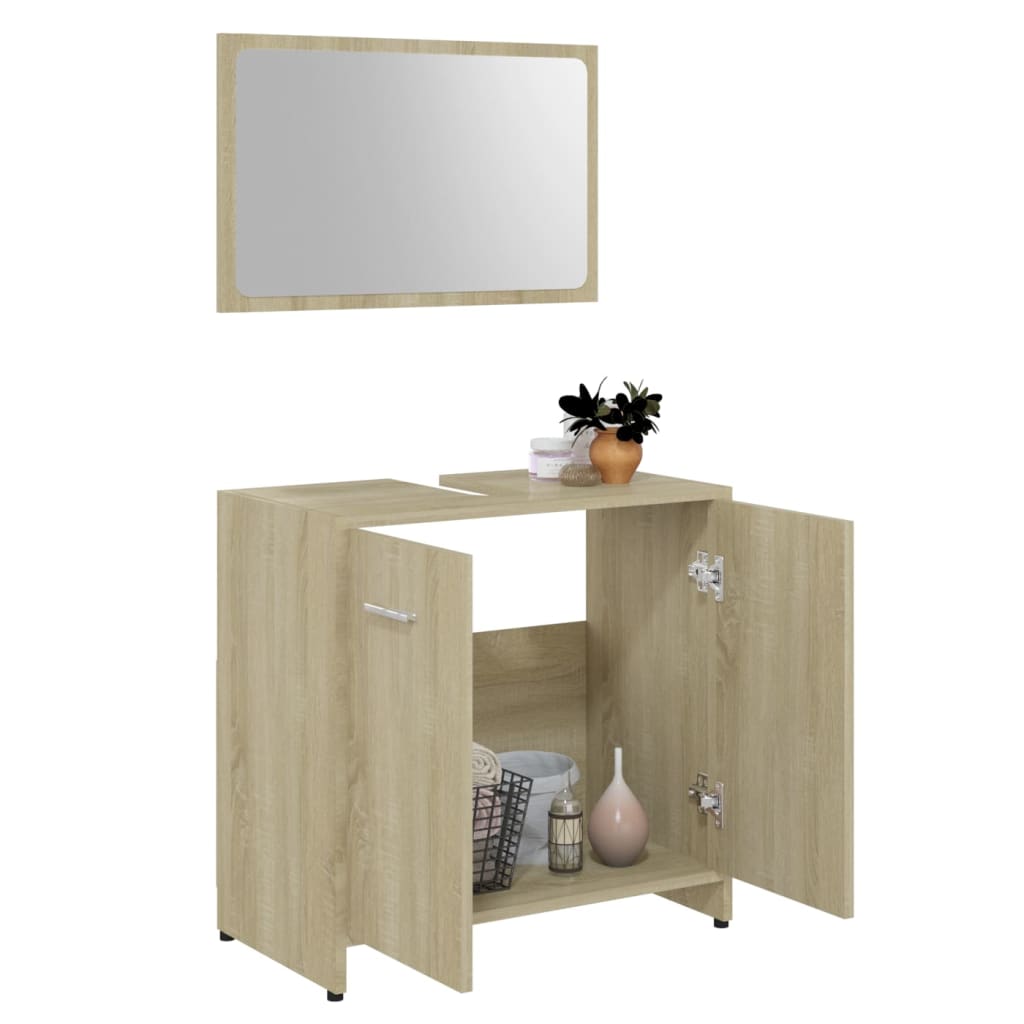 Conjunto móveis casa de banho derivados madeira carvalho sonoma - Image 3