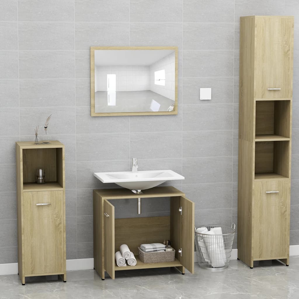 Conjunto móveis casa de banho derivados madeira carvalho sonoma - Image 6