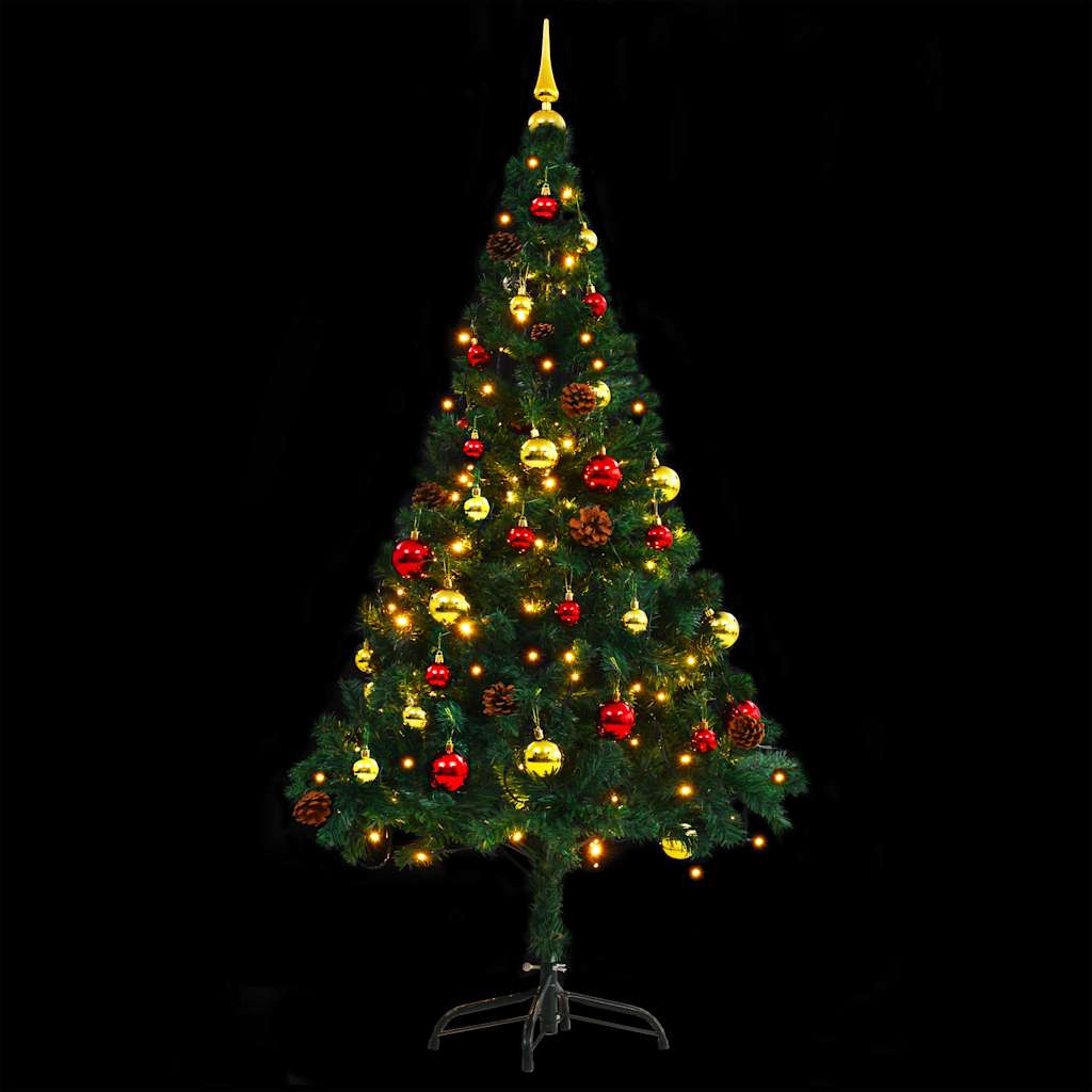 Árvore de Natal artificial pré-iluminada + enfeites 150cm verde - Image 5