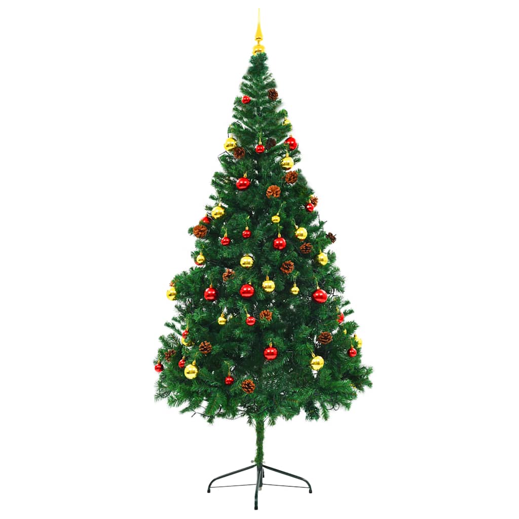 Árvore de Natal artificial pré-iluminada + enfeites 210cm verde - Image 2