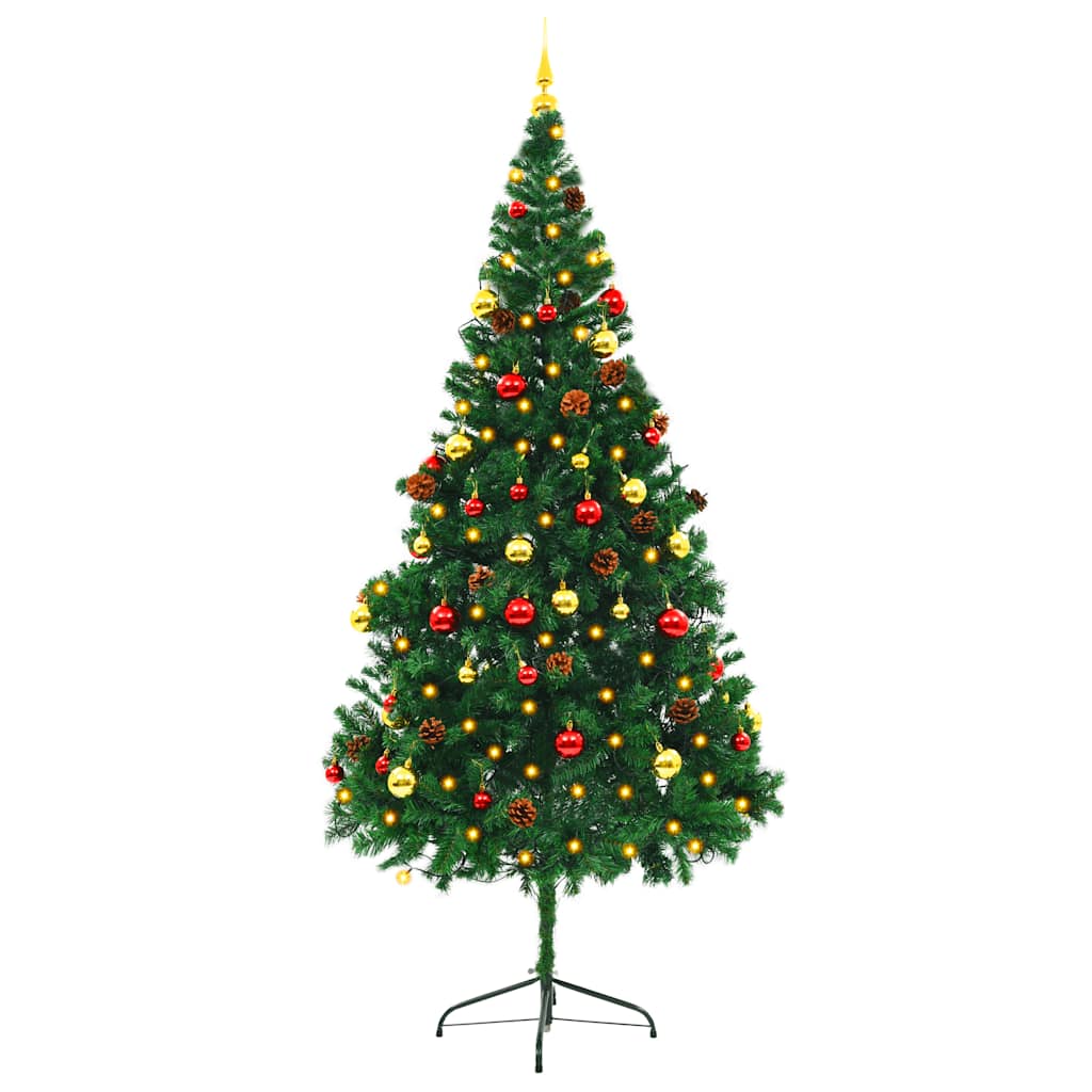 Árvore de Natal artificial pré-iluminada + enfeites 210cm verde - Image 3