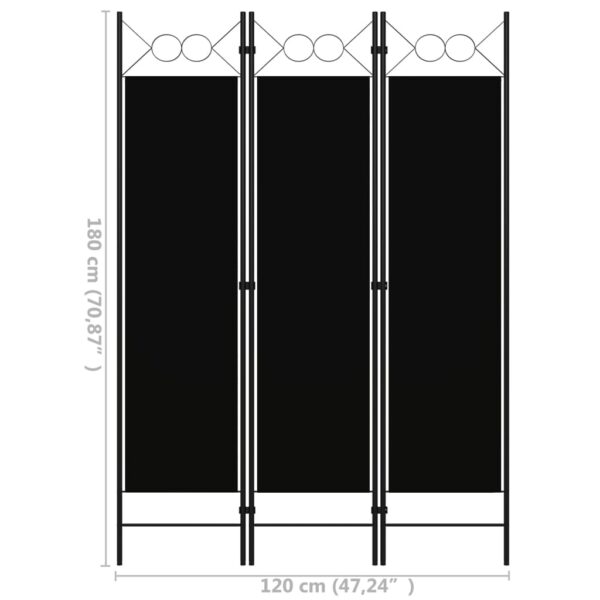 Divisória de quarto com 3 painéis 120x180 cm preto - Image 6