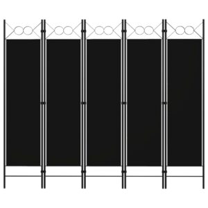 Divisória de quarto com 5 painéis 200x180 cm preto