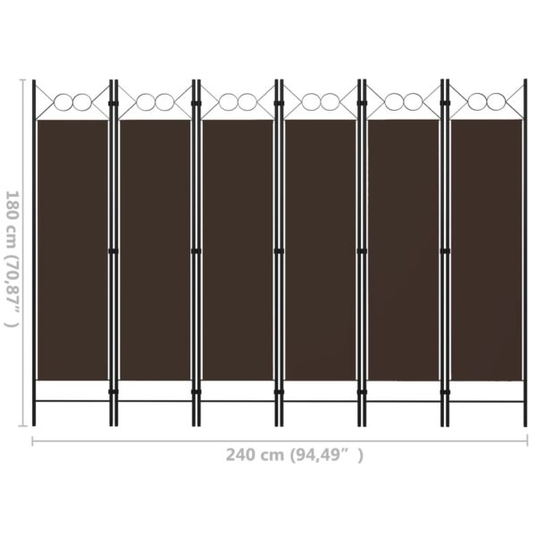 Divisória de quarto com 6 painéis 240x180 cm castanho - Image 6