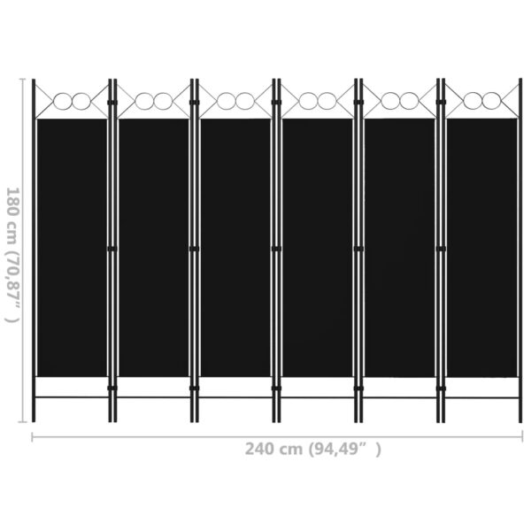 Divisória de quarto com 6 painéis 240x180 cm preto - Image 6