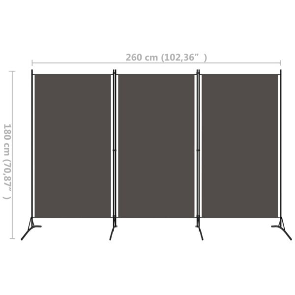 Divisória de quarto com 3 painéis 260x180 cm antracite - Image 5