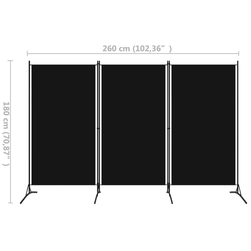 Divisória de quarto com 3 painéis 260x180 cm preto - Image 5