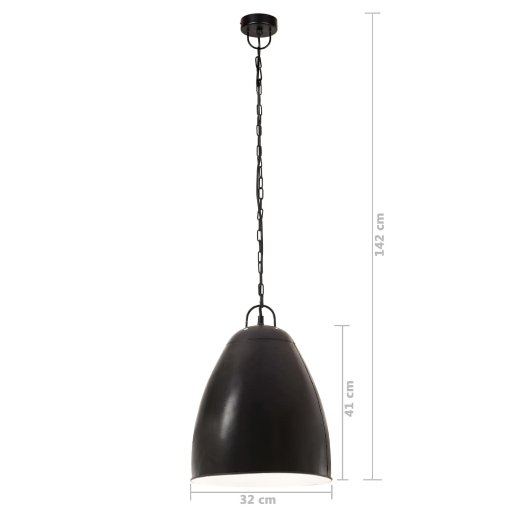 Candeeiro suspenso industrial redondo 25 W 32 cm E27 preto - Image 9