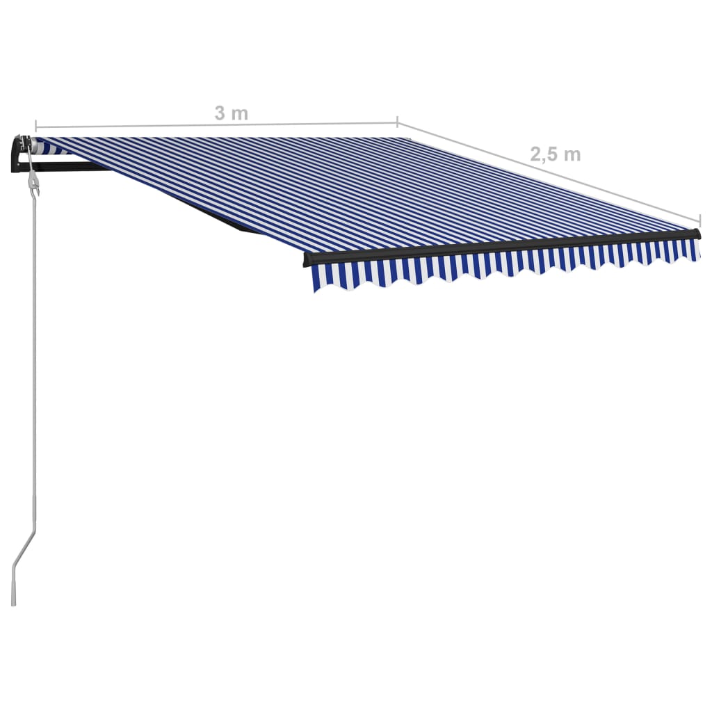 Toldo retrátil automático 300x250 cm azul e branco - Image 9