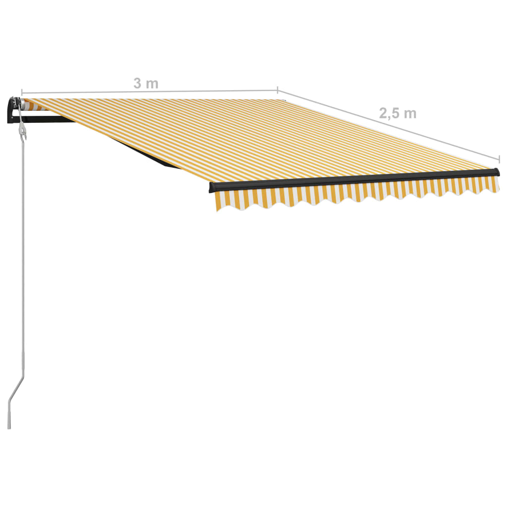 Toldo retrátil c/ sensor vento e LED 300x250cm amarelo/branco - Image 11