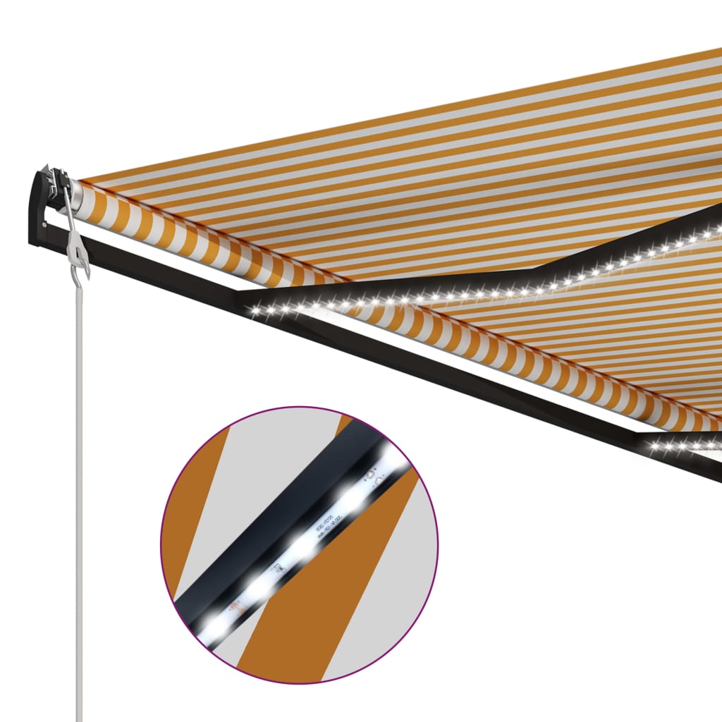 Toldo retrátil c/ sensor vento e LED 300x250cm amarelo/branco - Image 5