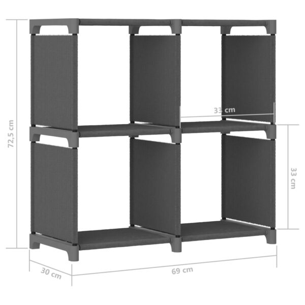 Unidade de prateleiras 4 cubos 69x30x72,5 cm tecido cinzento - Image 8