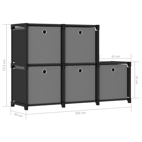 Unidade prateleira 5 cubos c/ caixas 103x30x72,5cm tecido preto - Image 9
