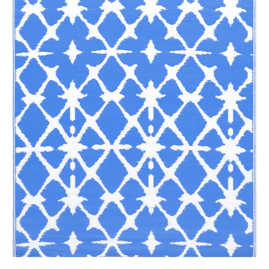 Tapete de exterior 120x180 cm PP azul e branco - Image 3