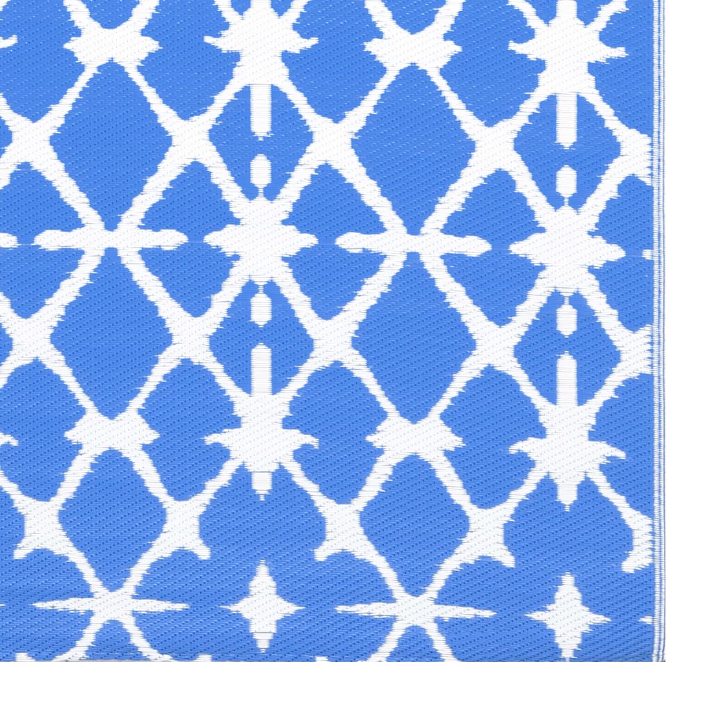 Tapete de exterior 120x180 cm PP azul e branco - Image 4