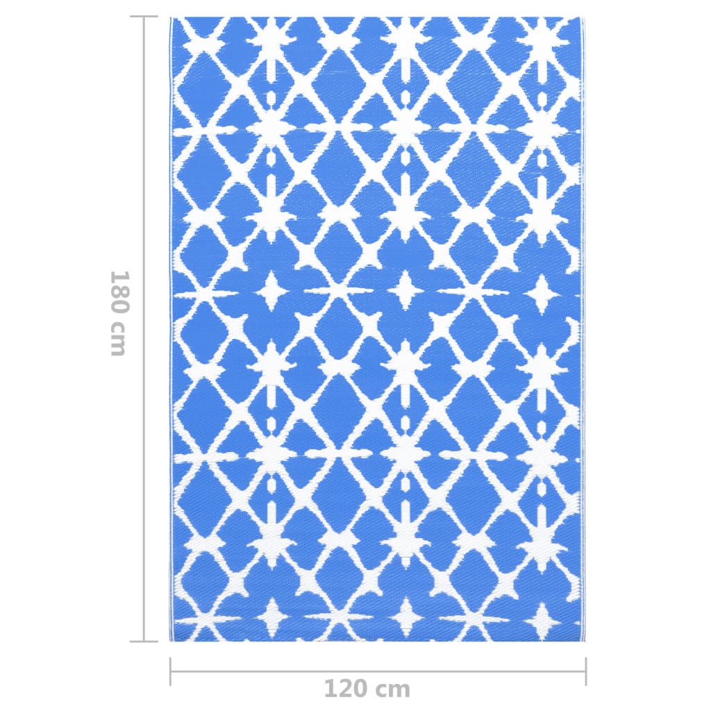 Tapete de exterior 120x180 cm PP azul e branco - Image 6