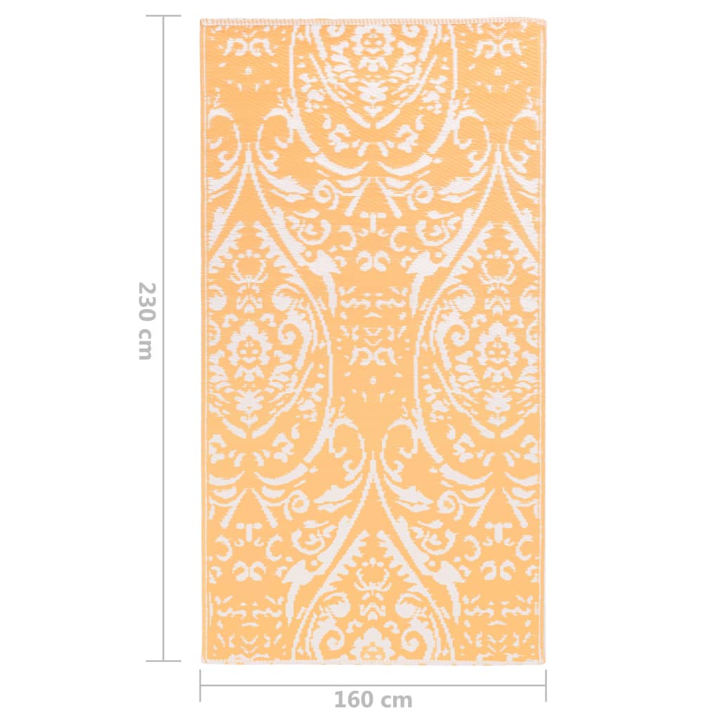 Tapete de exterior 160x230 cm PP laranja e branco - Image 6