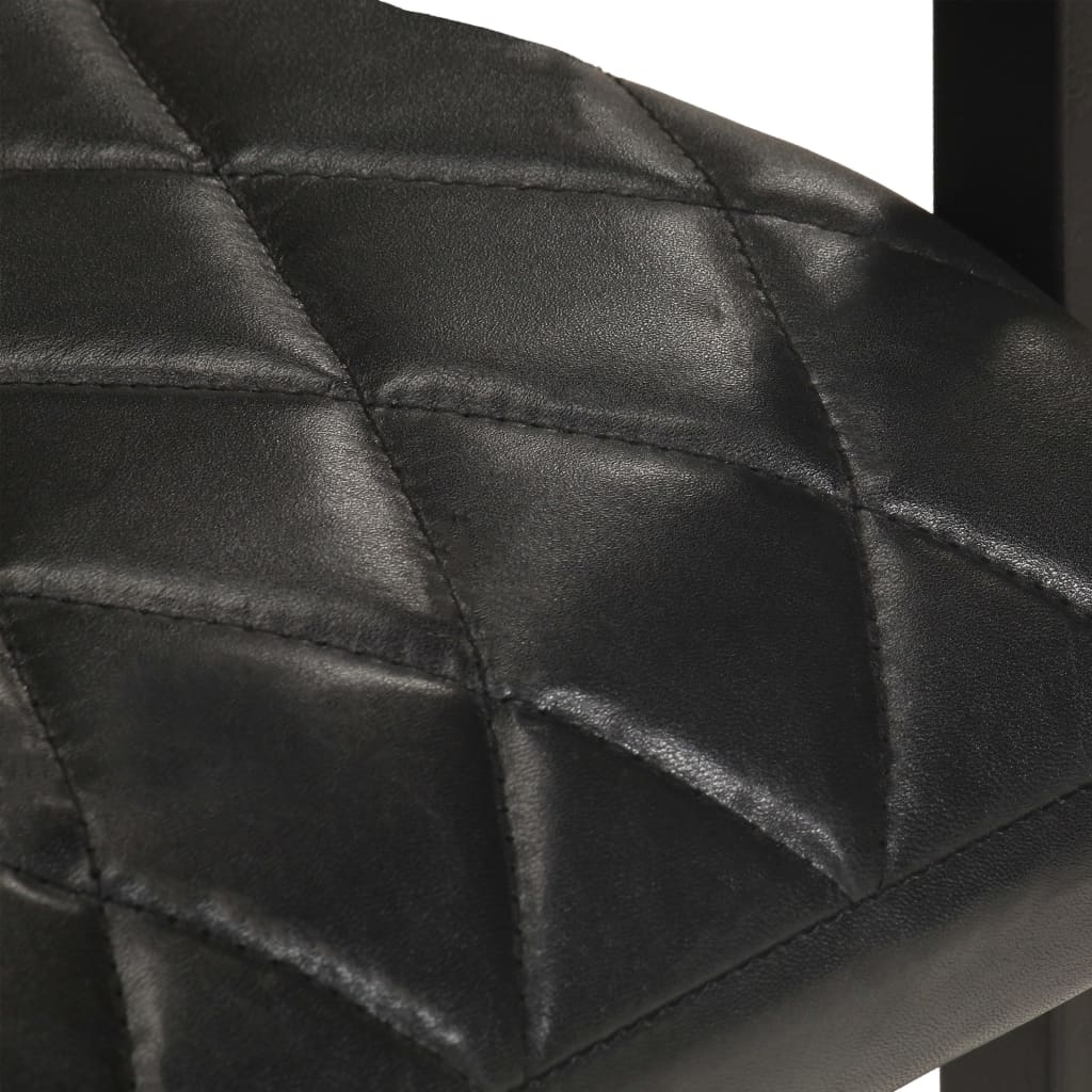 Cadeiras de jantar cantilever 2 pcs couro genuíno preto - Image 6