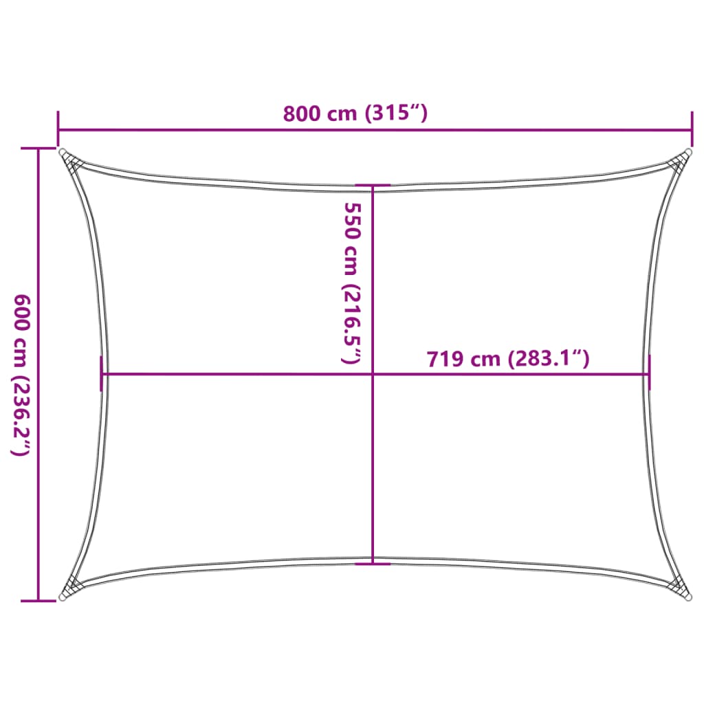 Para-sol estilo vela retangular 160 g/m² 6x8 m PEAD amarelo - Image 9