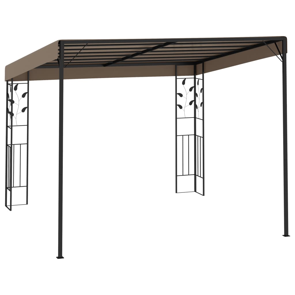Gazebo de parede 3x3x2,5 m cinzento-acastanhado - Image 4