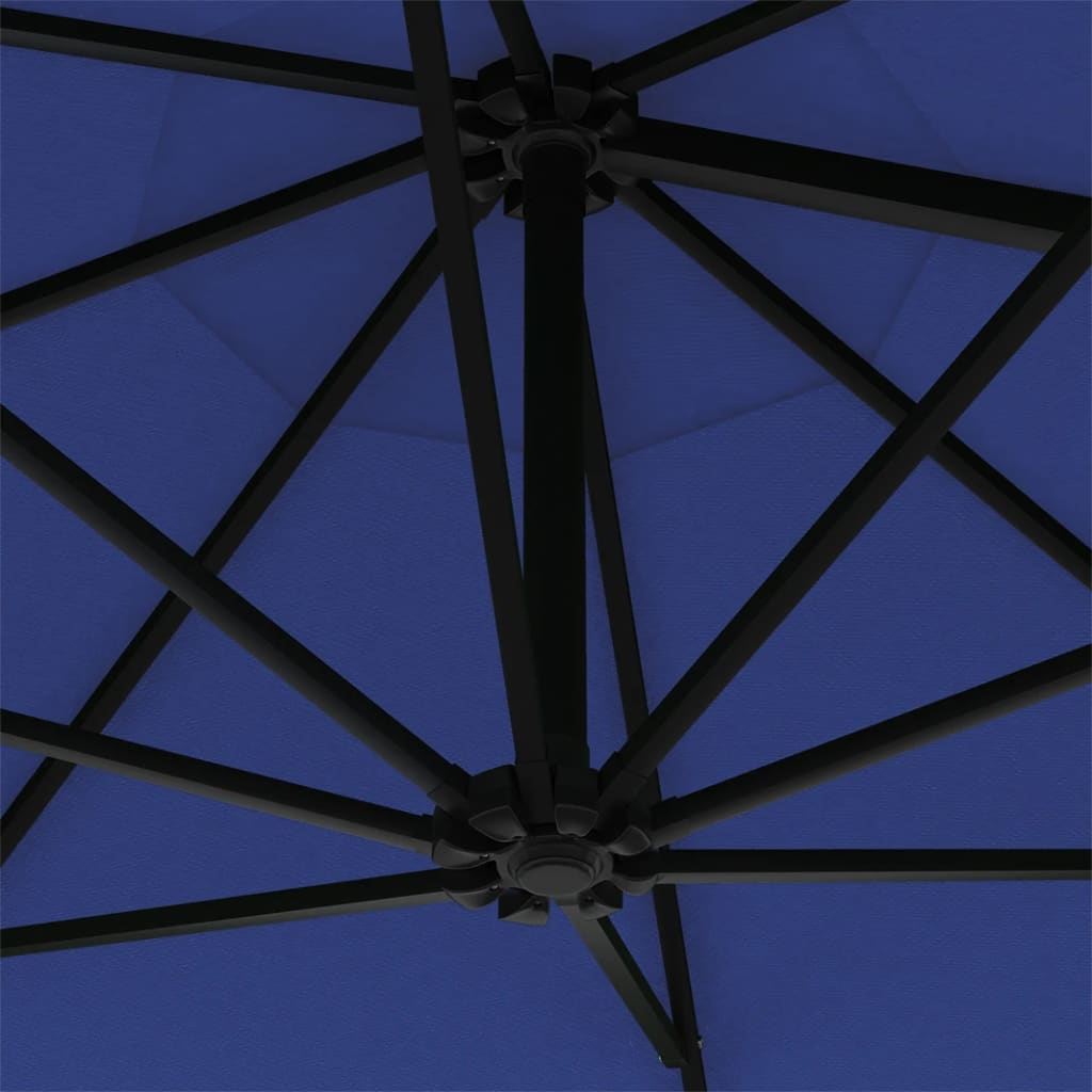 Guarda-sol para jardim de parede com luzes LED 300 cm azul - Image 8