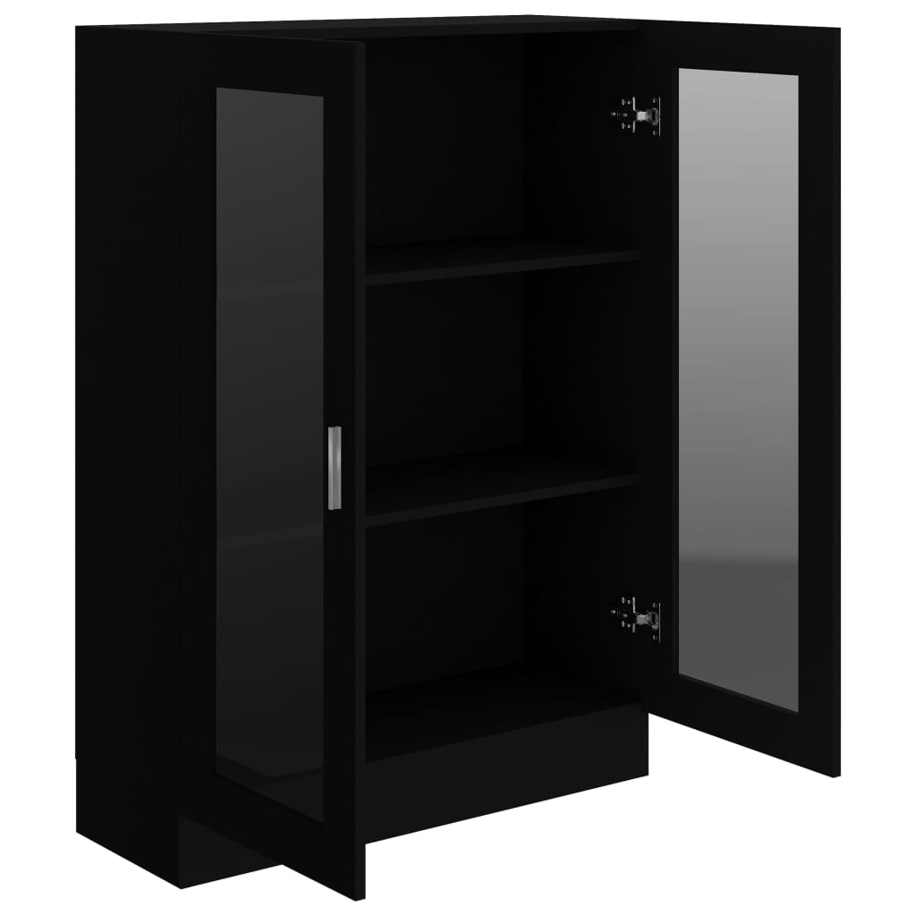 Armário vitrine 82,5x30,5x115 cm derivados de madeira preto - Image 4