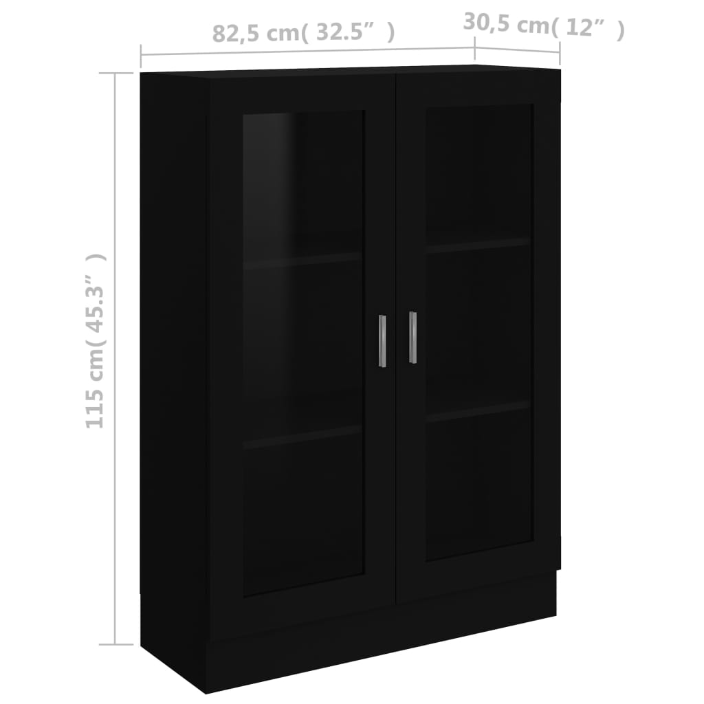 Armário vitrine 82,5x30,5x115 cm derivados de madeira preto - Image 7