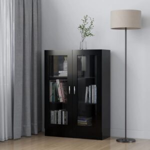 Armário vitrine 82,5x30,5x115 cm derivados de madeira preto