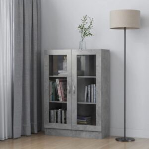 Armário vitrine derivados de madeira cinza cimento