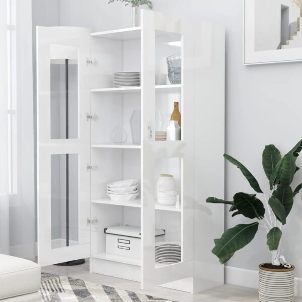 Armário vitrine derivados de madeira branco brilhante - Image 2