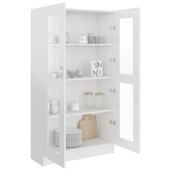 Armário vitrine derivados de madeira branco brilhante - Image 3
