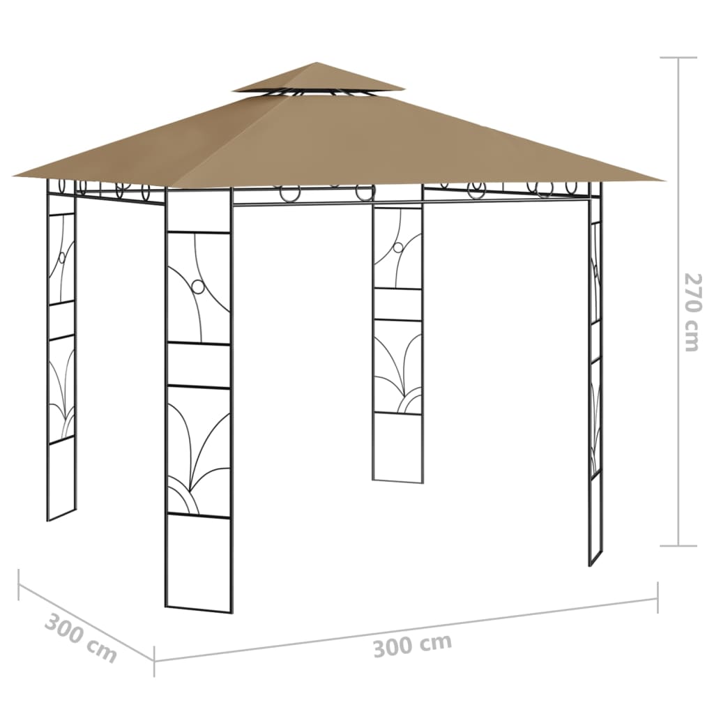 Gazebo 3x3x2,7 m 160 g/m² cinzento-acastanhado - Image 5
