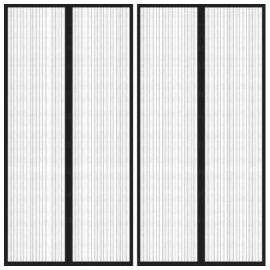 Cortinas de porta anti-insetos magnéticas 2 pcs 220x100cm preto