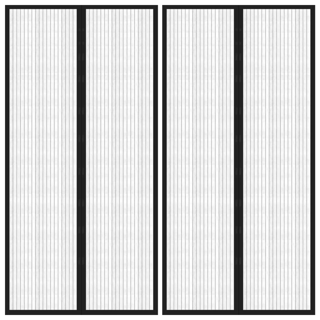 Cortinas de porta anti-insetos magnéticas 2 pcs 220x100cm preto
